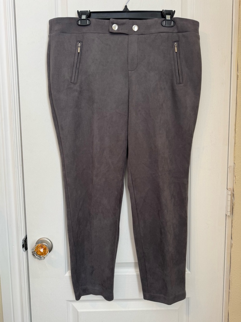 Soho Apparel Gray Suede-Look Mid Rise pull on Dress Pants. Size XL